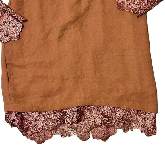 REVOLVE Line & Dot Brown Lace Detail Mini Dress Medium - Picture 3 of 5